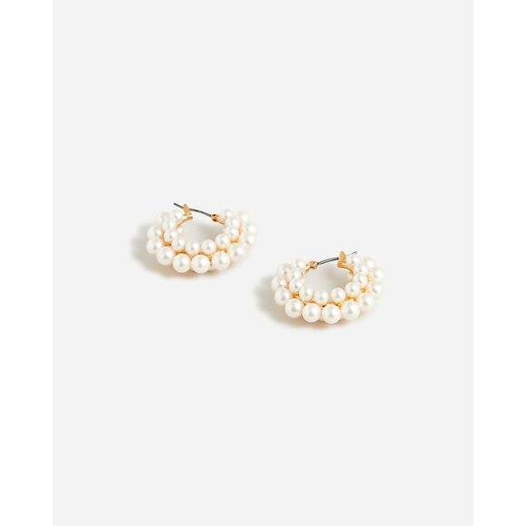 J Crew Jewelry - J Crew Layered mini-pearl hoop earrings BK385